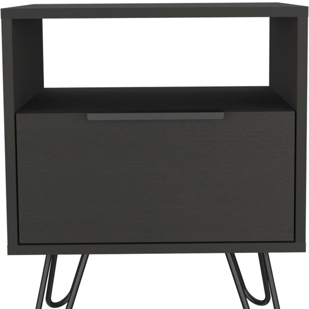 Black Faux Wood Nightstand With Storage By Homeroots - Image 4