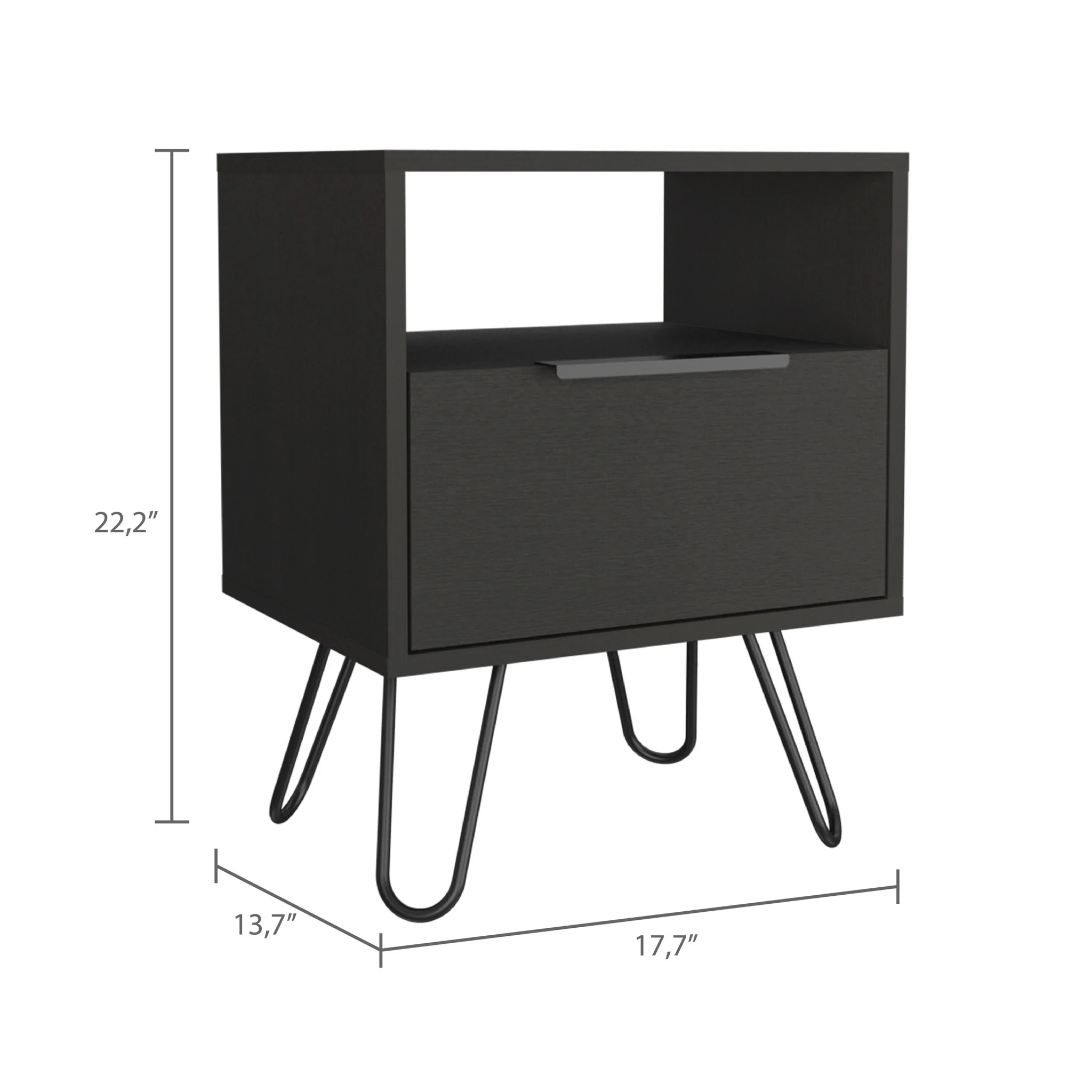 Black Faux Wood Nightstand With Storage By Homeroots - Image 6
