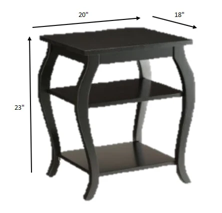 Black Finish Bow Leg Square End Table By Homeroots - Image 6
