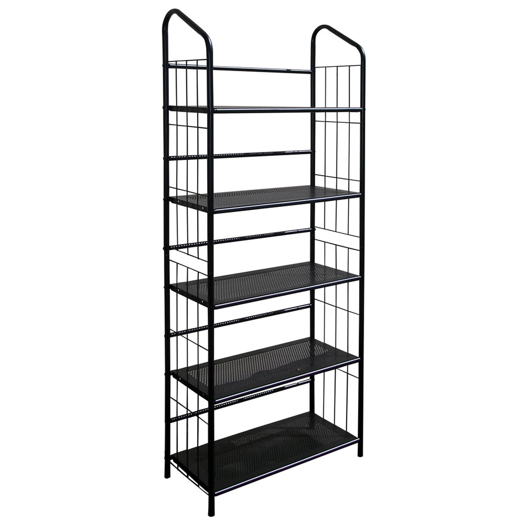 Black Five Shelf Metal Standing Book Shelf By Homeroots - Image 2