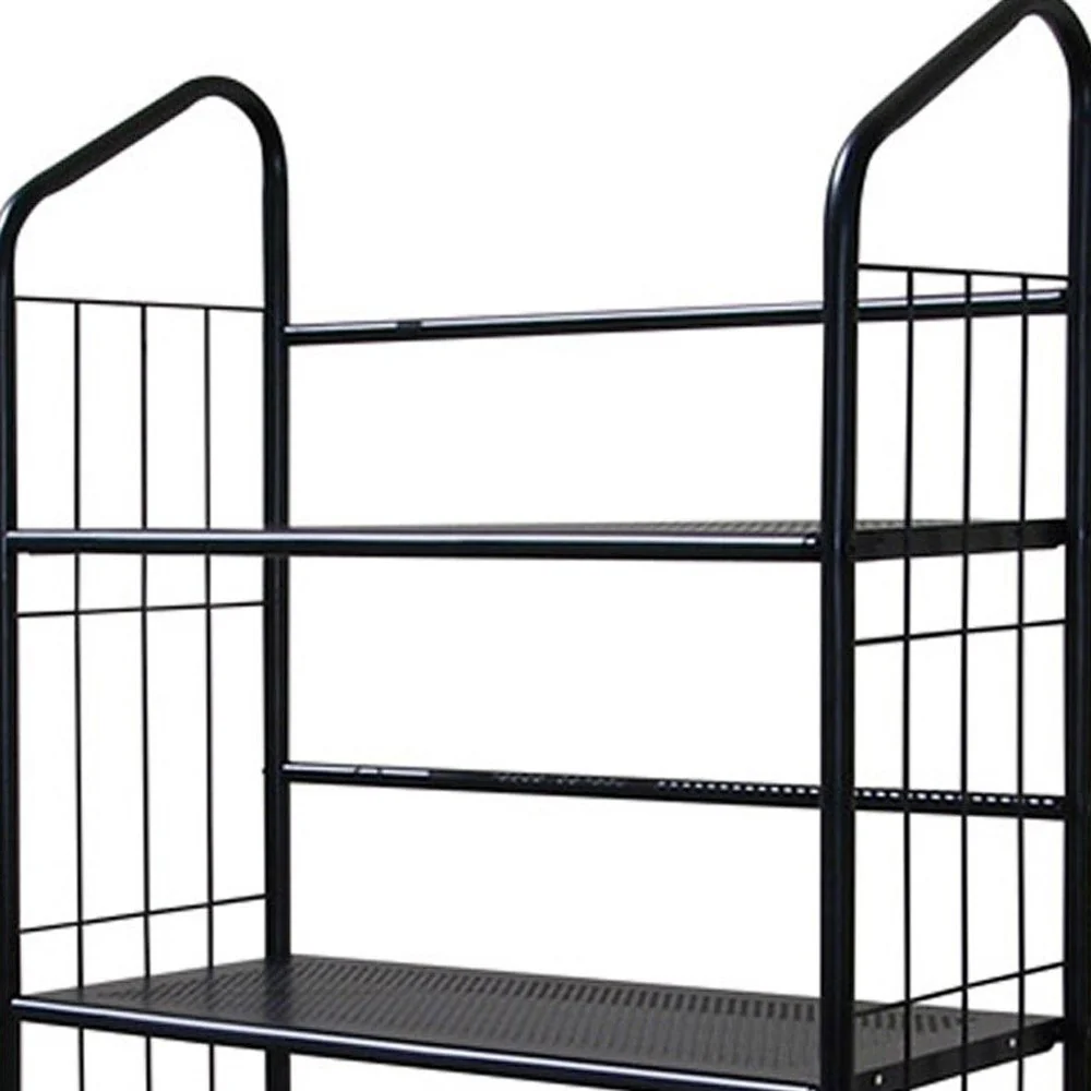 Black Five Shelf Metal Standing Book Shelf By Homeroots - Image 3