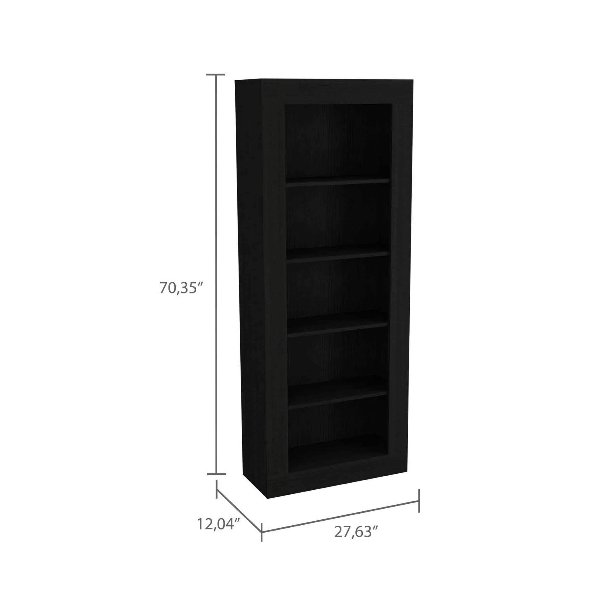 Black Five Tier Bookcase By Homeroots - Image 2