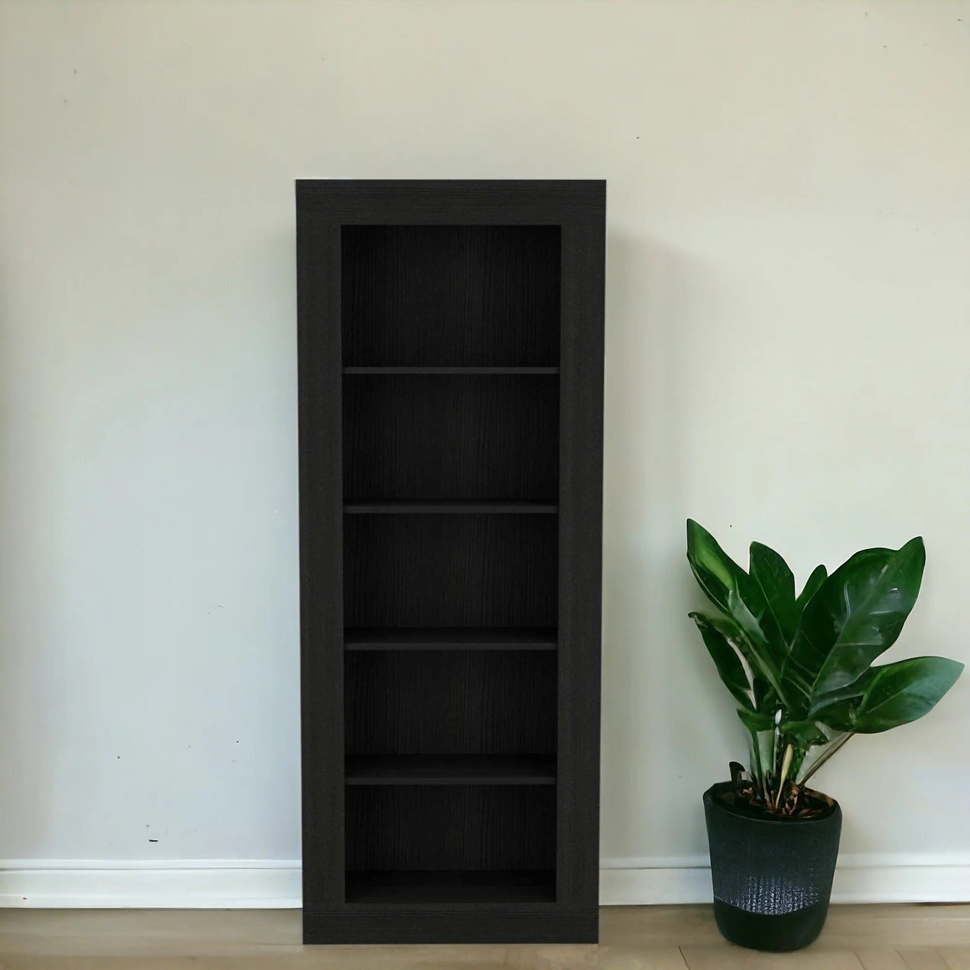 Black Five Tier Bookcase By Homeroots - Image 5