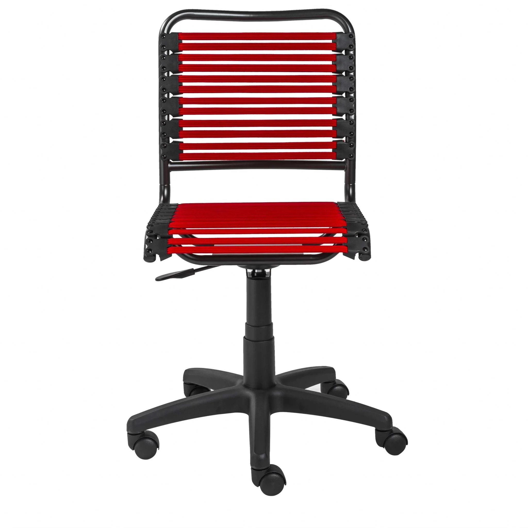 Black Flat Bungie Cord Low Back Rolling Office Chair By Homeroots - Image 11