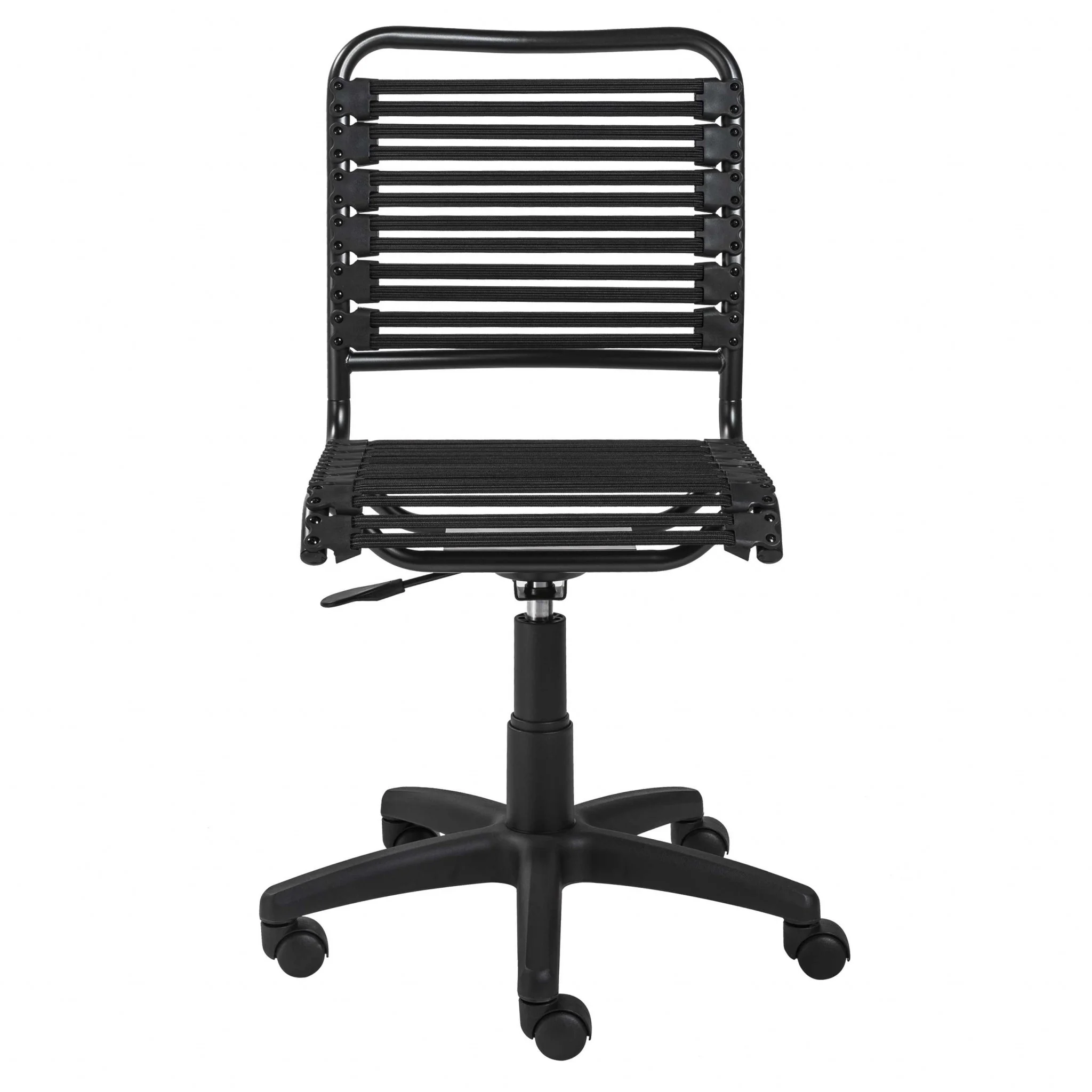 Black Flat Bungie Cord Low Back Rolling Office Chair By Homeroots - Image 2