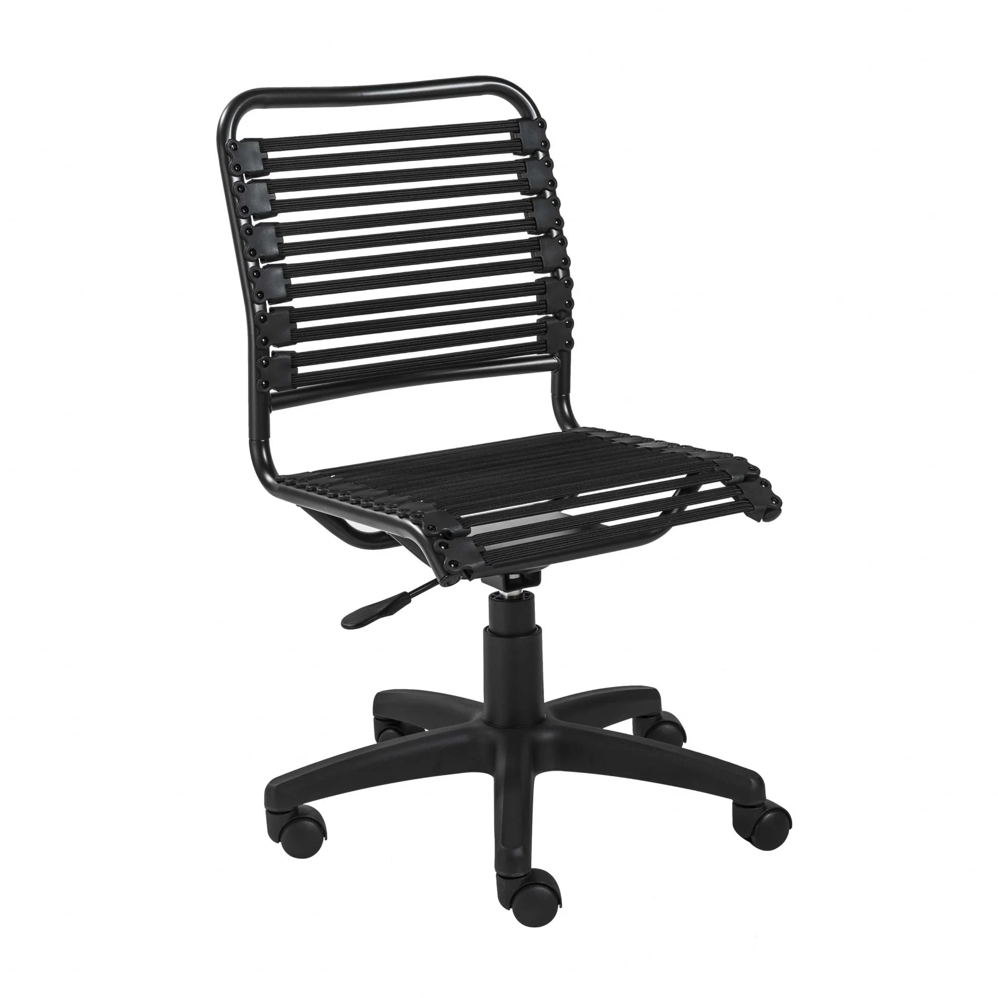 Black Flat Bungie Cord Low Back Rolling Office Chair By Homeroots - Image 3