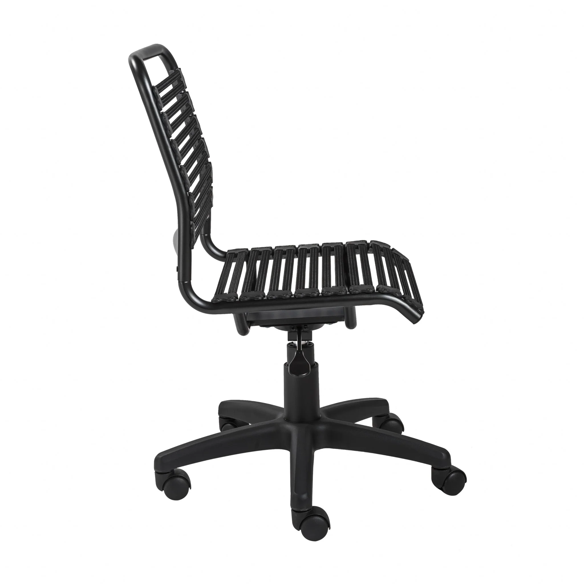 Black Flat Bungie Cord Low Back Rolling Office Chair By Homeroots - Image 4