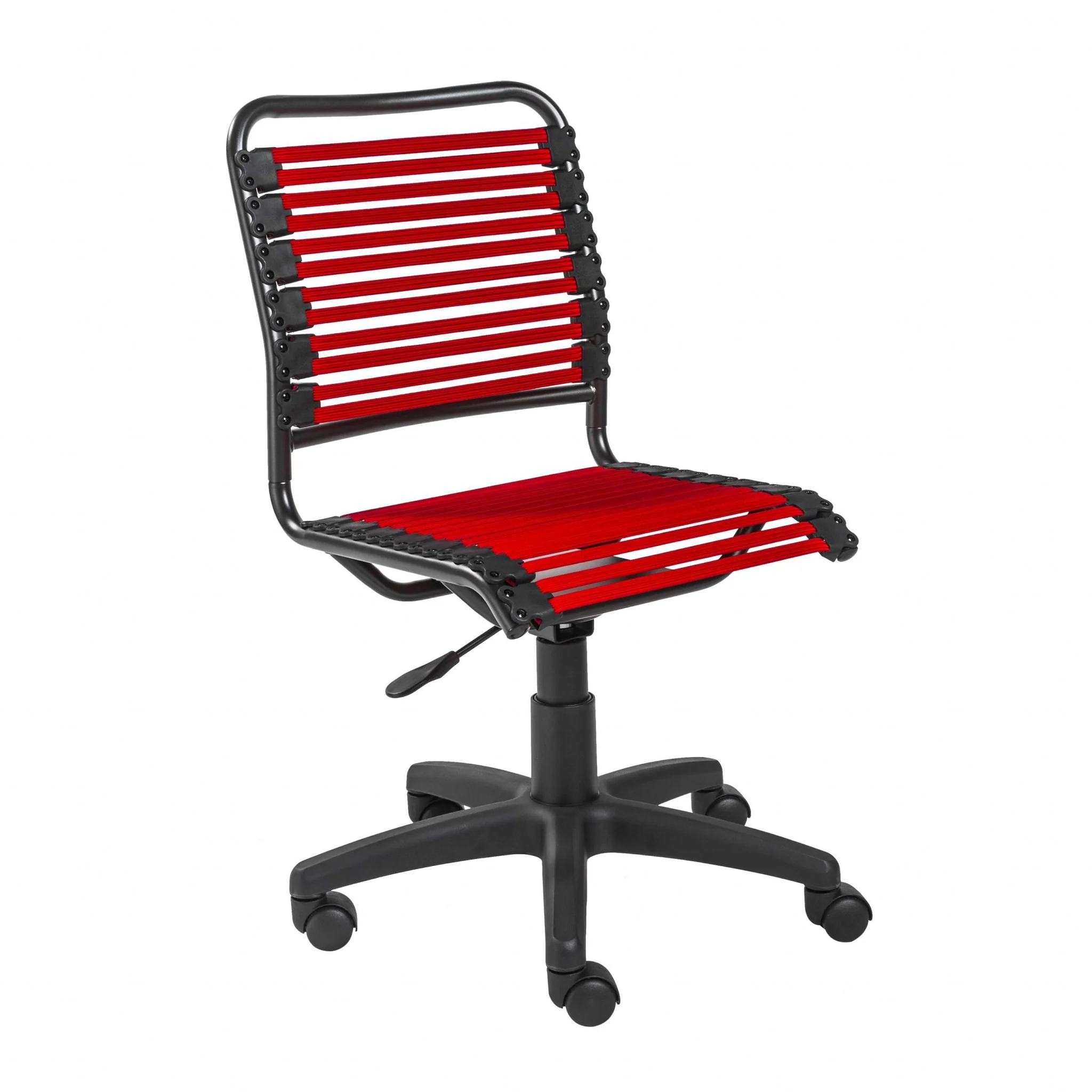Black Flat Bungie Cord Low Back Rolling Office Chair By Homeroots - Image 7