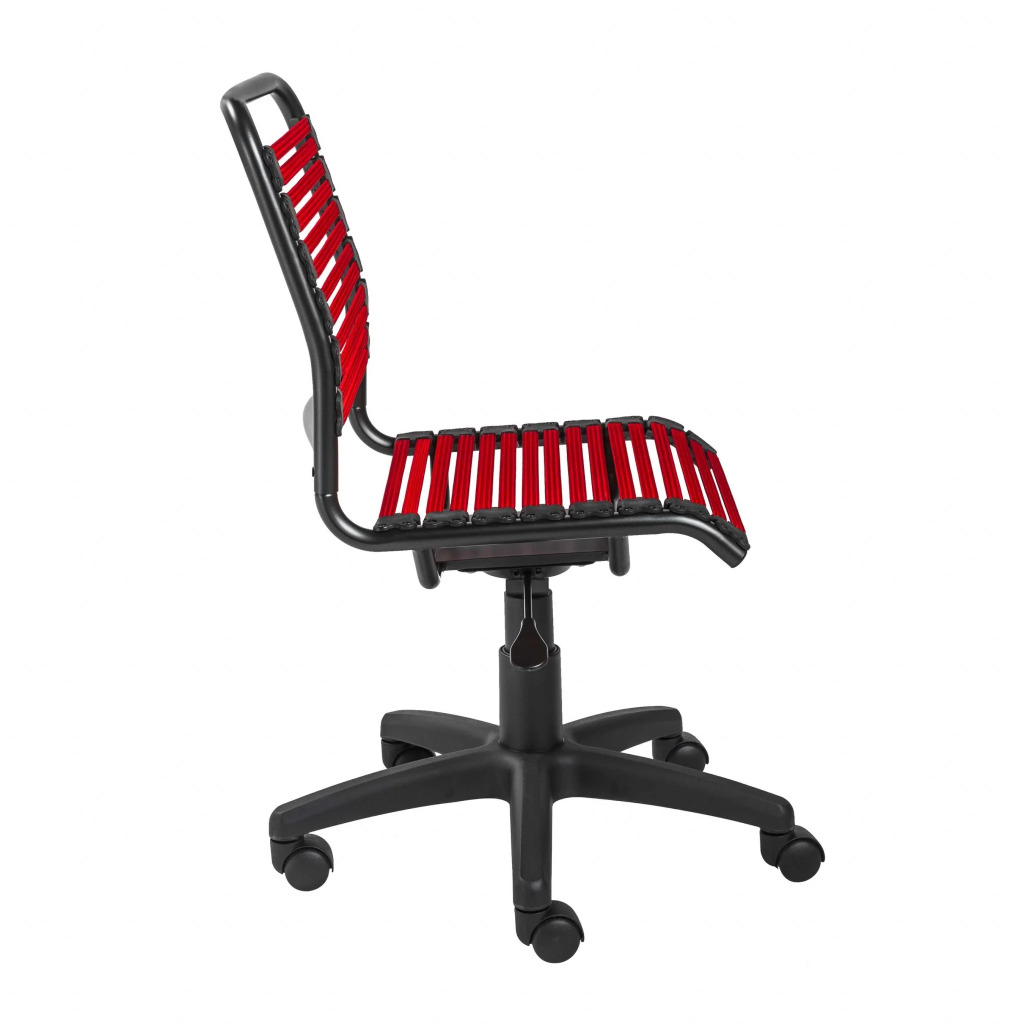 Black Flat Bungie Cord Low Back Rolling Office Chair By Homeroots - Image 8