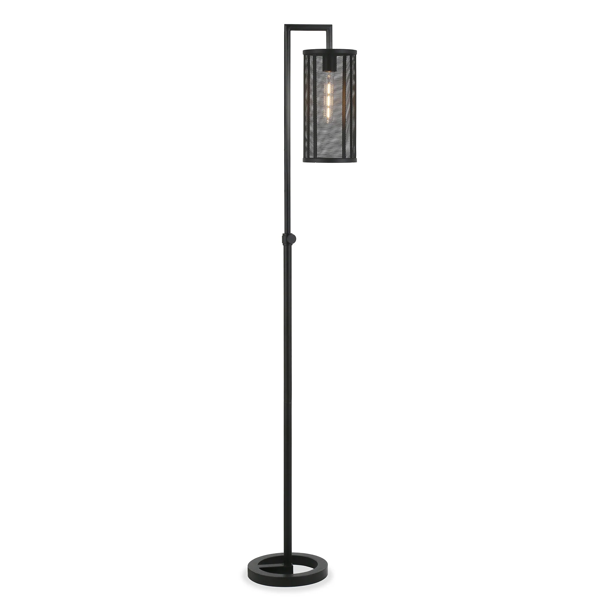 Black Floor Lamp With Black Mesh Metal Cylinder Shade By Homeroots - Image 2