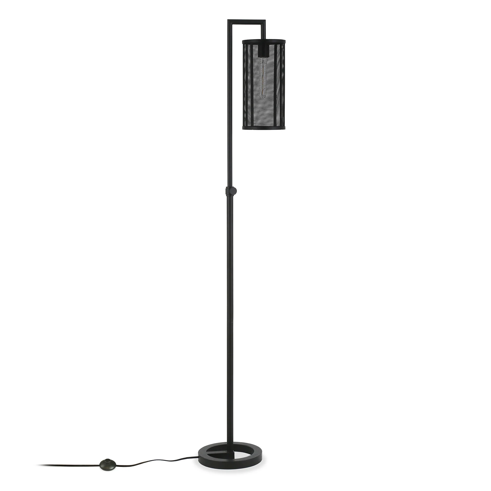 Black Floor Lamp With Black Mesh Metal Cylinder Shade By Homeroots - Image 7