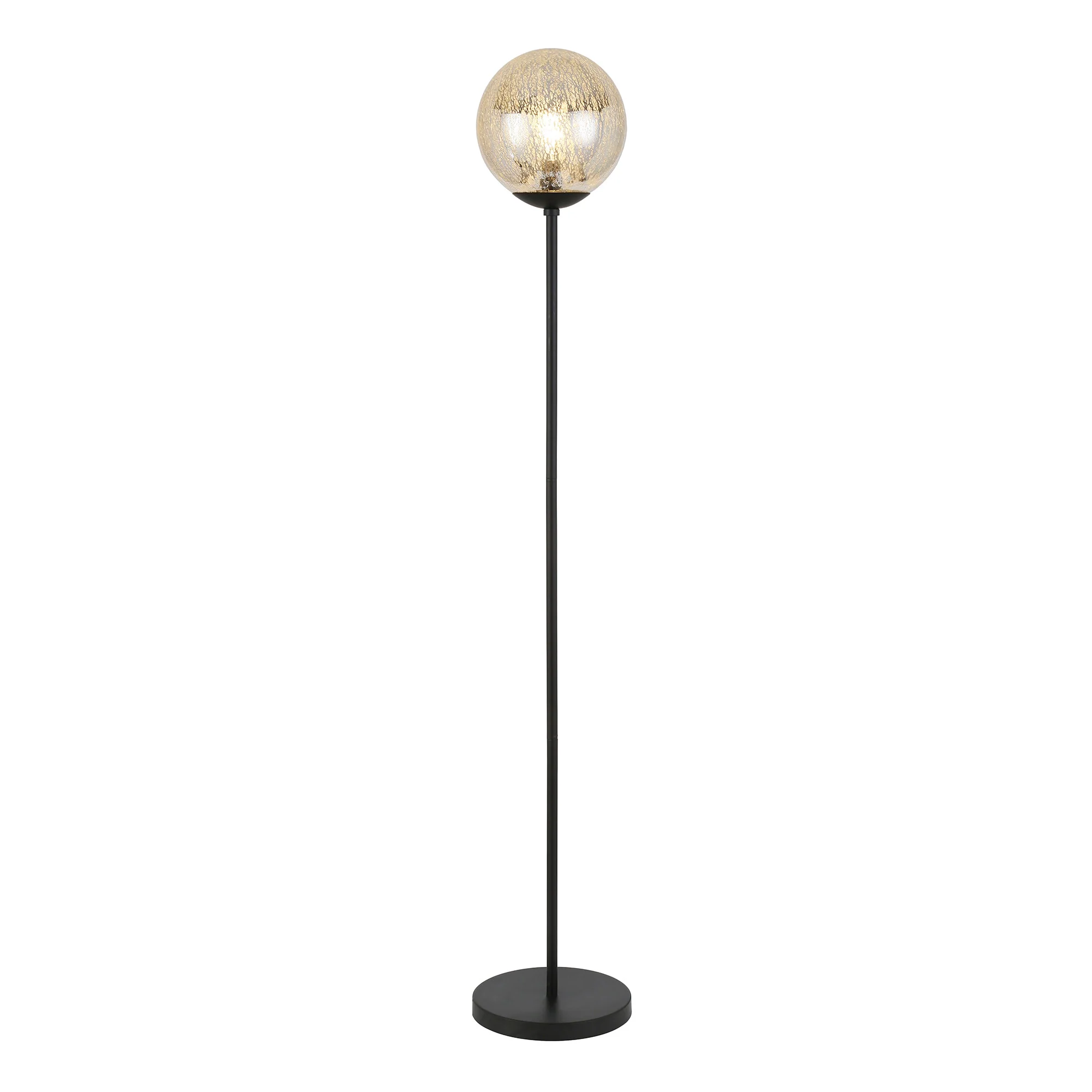 Black Floor Lamp With Gold Mercury Glass Globe By Homeroots - Image 3