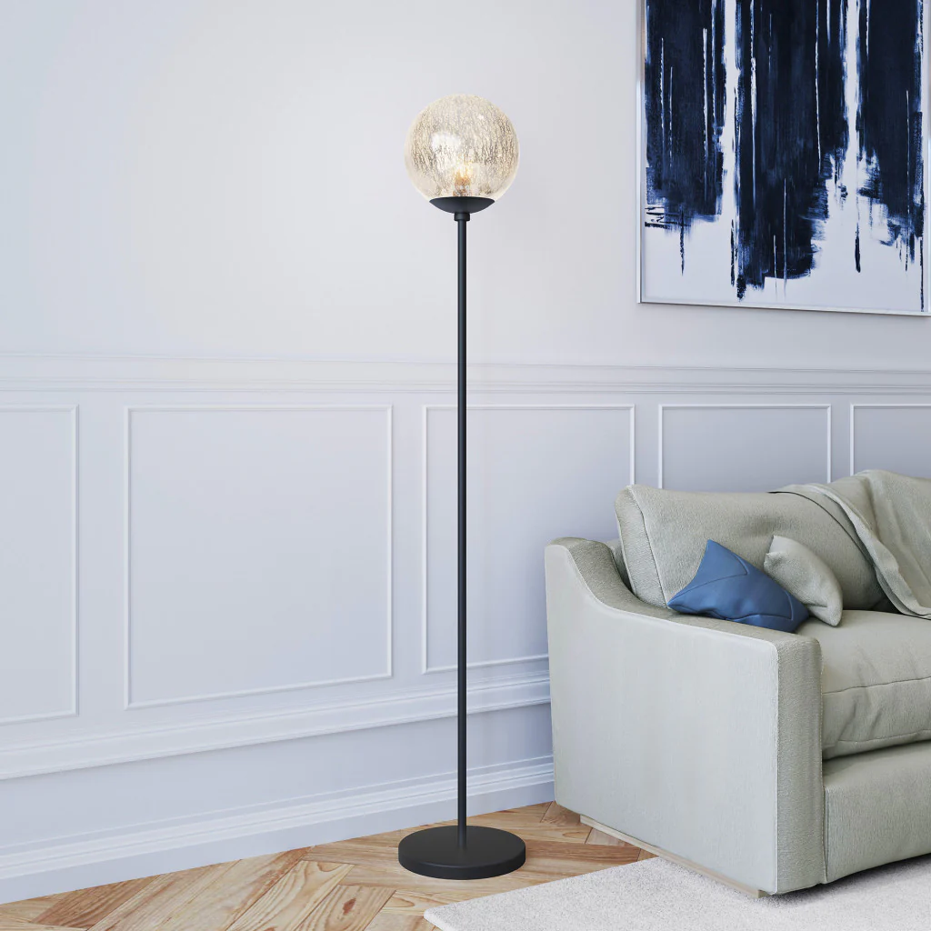 Black Floor Lamp With Gold Mercury Glass Globe By Homeroots - Image 6