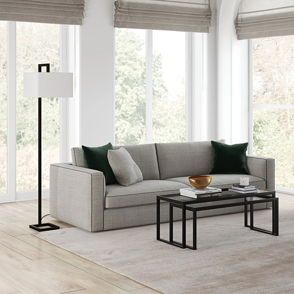 Black Floor Lamp With White Frosted Glass Rectangular Shade By Homeroots - Image 5