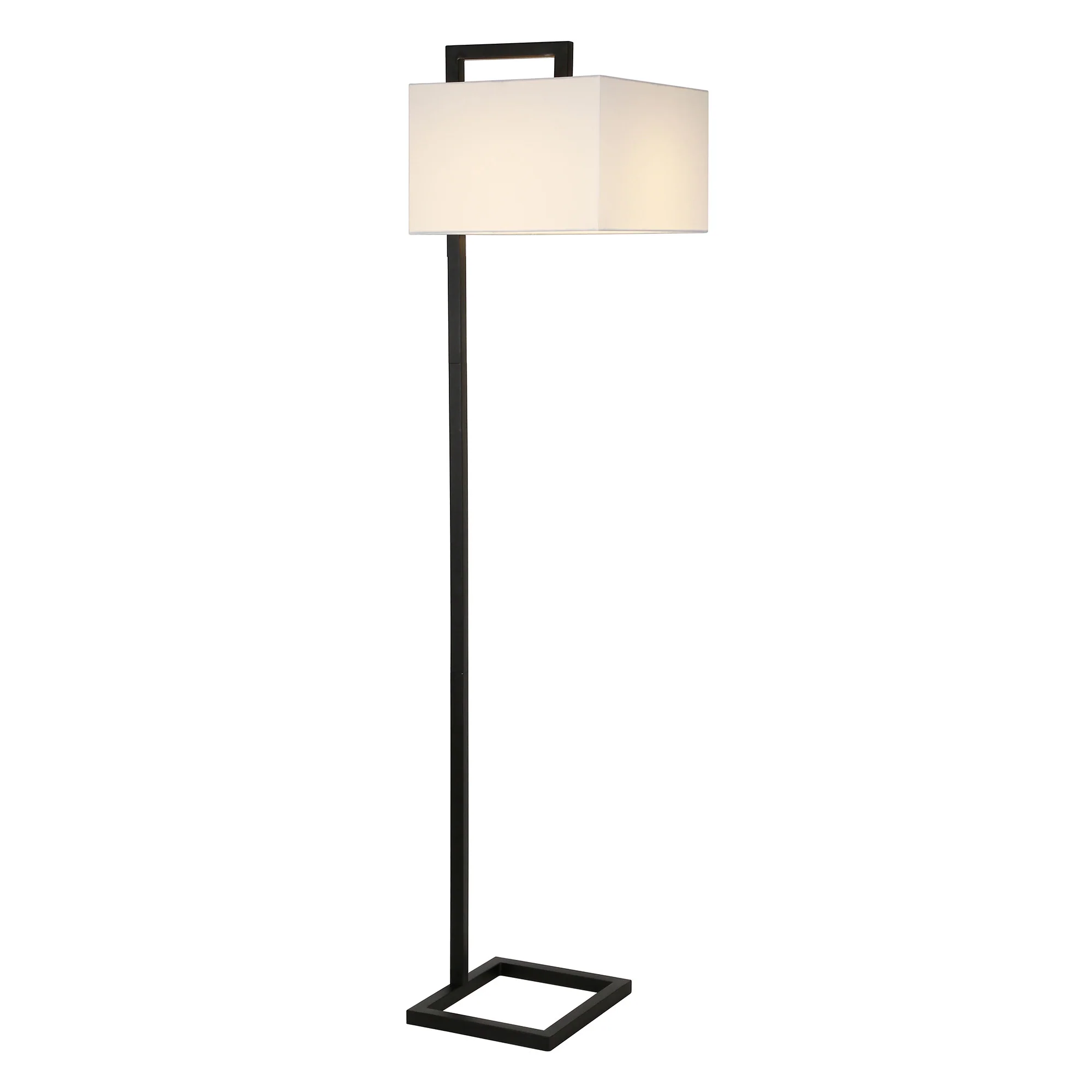 Black Floor Lamp With White Frosted Glass Rectangular Shade By Homeroots - Image 8