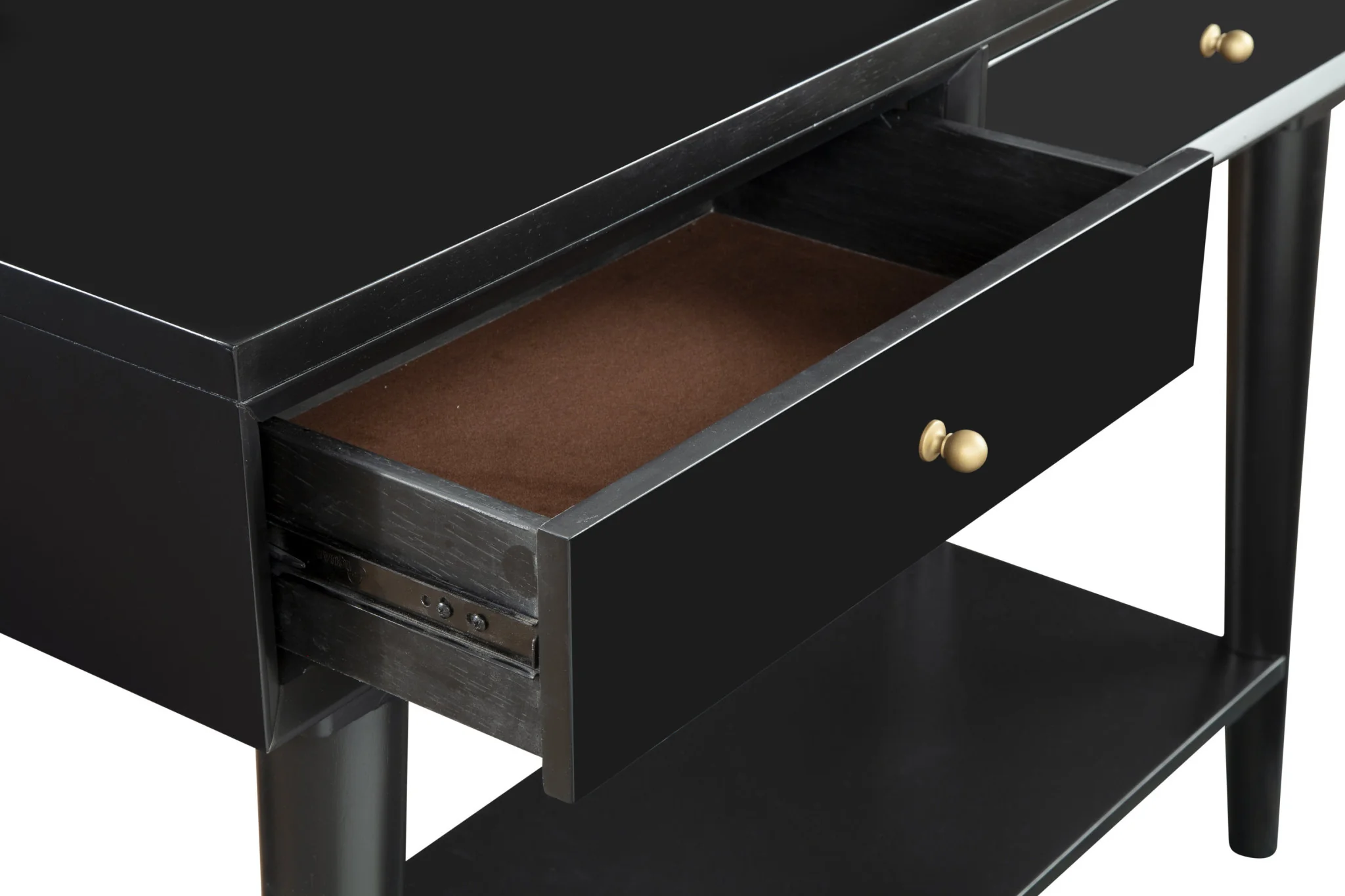 Black Floor Shelf Console Table With Shelves And Drawers By Homeroots - Image 3