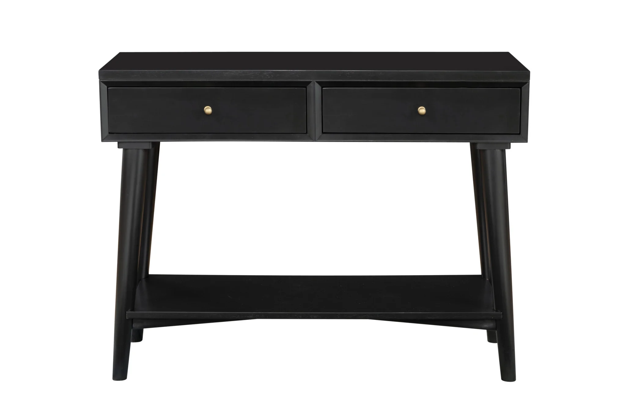 Black Floor Shelf Console Table With Shelves And Drawers By Homeroots - Image 5