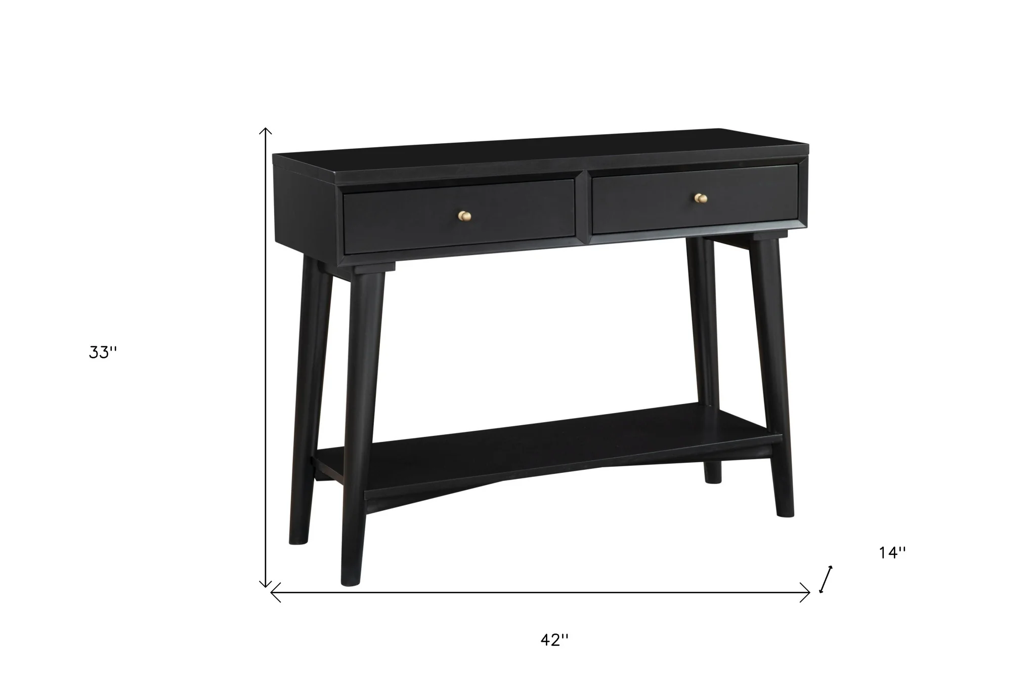 Black Floor Shelf Console Table With Shelves And Drawers By Homeroots - Image 7