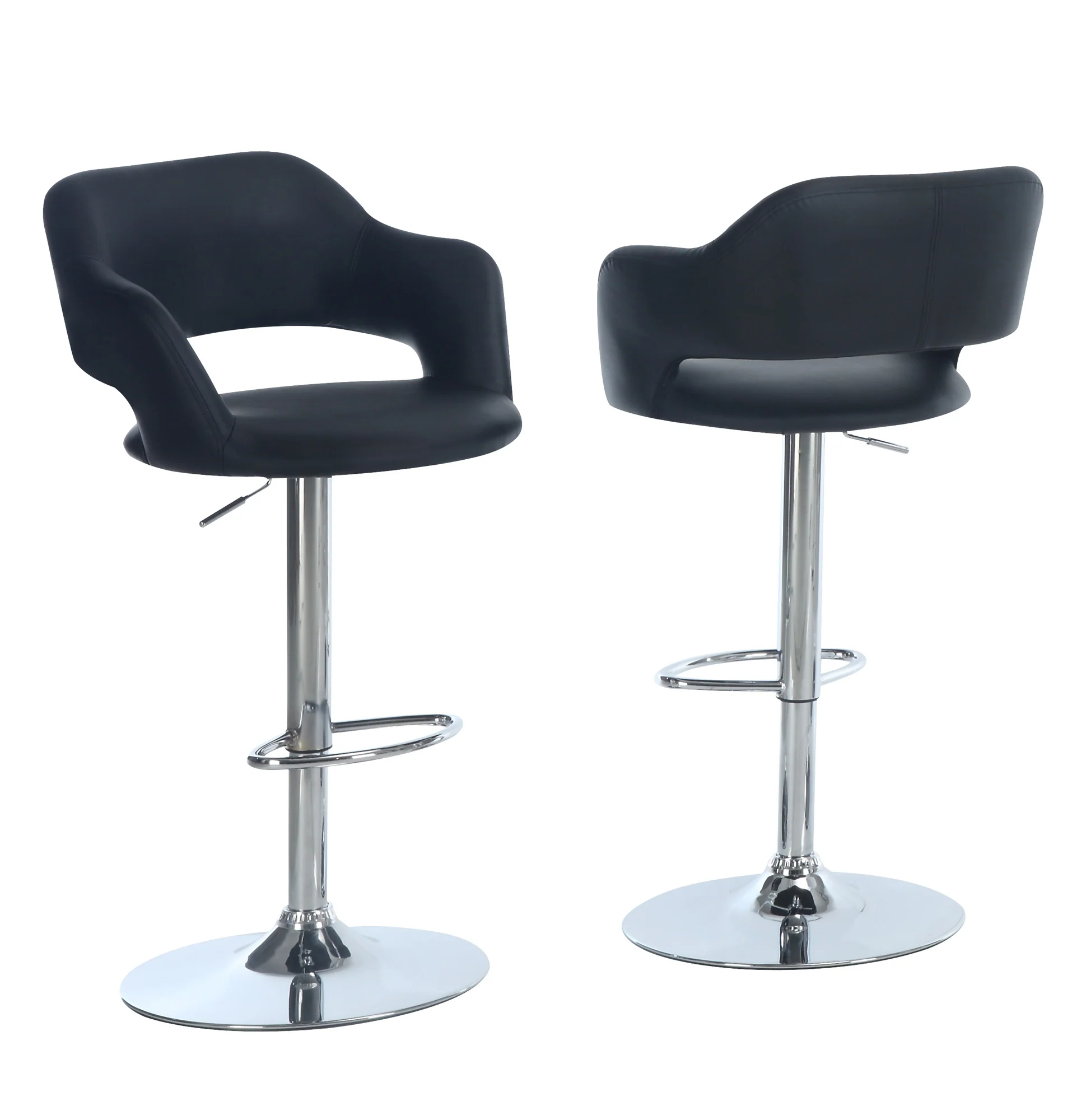 Black Foam Metal Leather Look Barstool By Homeroots - 332763 - Image 2