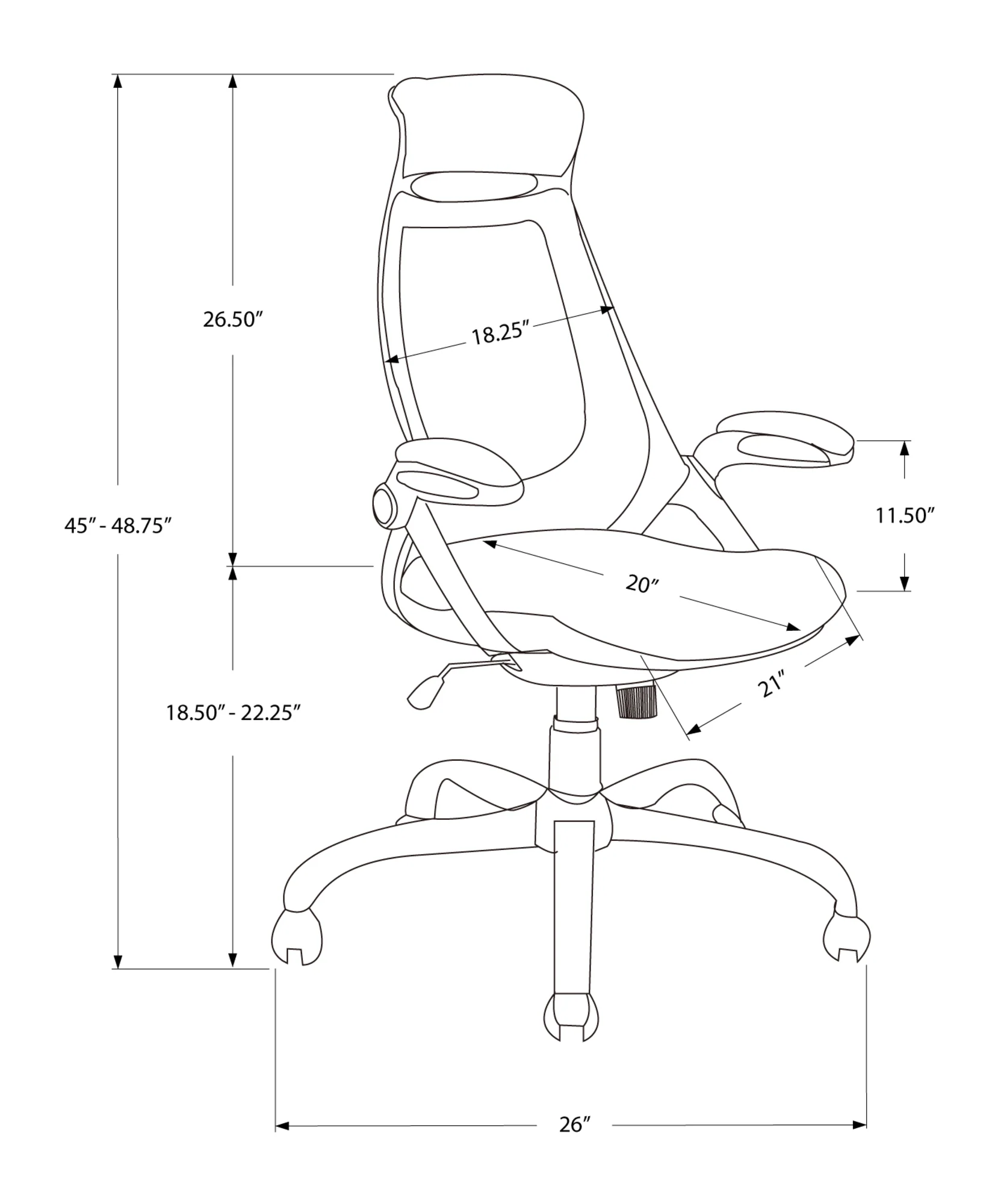 Black Foam Metal Nylon Multi Position Office Chair By Homeroots - 333459 - Image 3