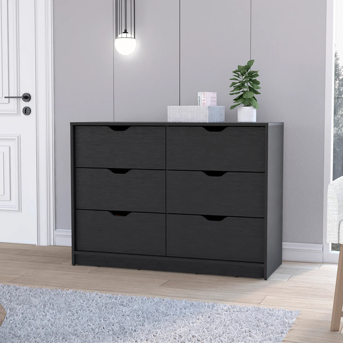 Black Four Drawer Dresser By Homeroots - Image 6
