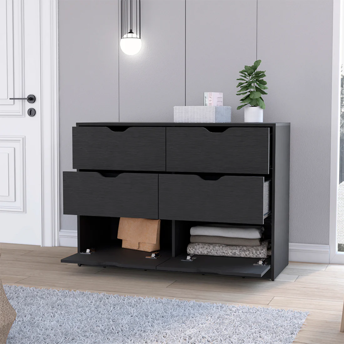 Black Four Drawer Dresser By Homeroots - Image 7