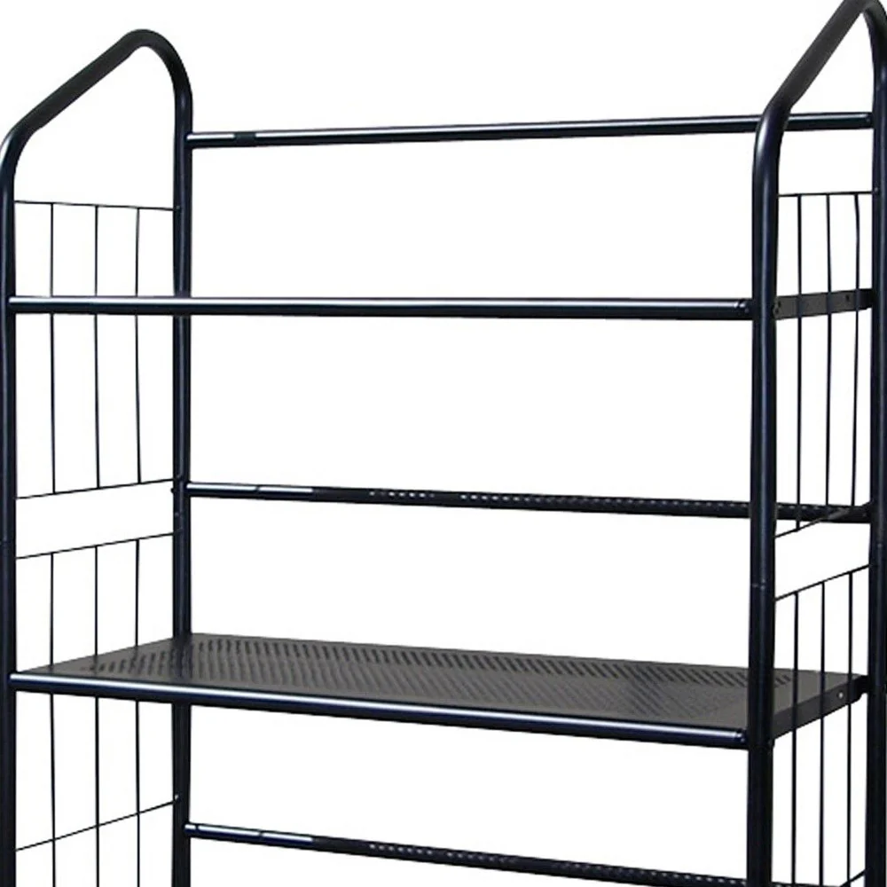 Black Four Shelf Metal Standing Book Shelf By Homeroots - Image 3