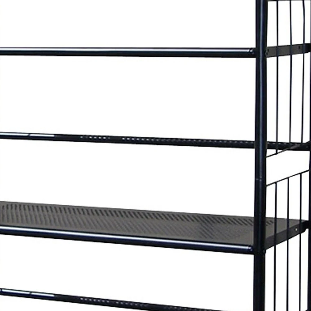 Black Four Shelf Metal Standing Book Shelf By Homeroots - Image 4