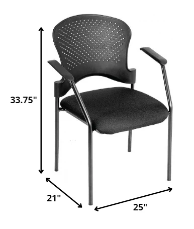 Black Frame Plastic / Fabric Guest Chair By Homeroots - 372368 - Image 2