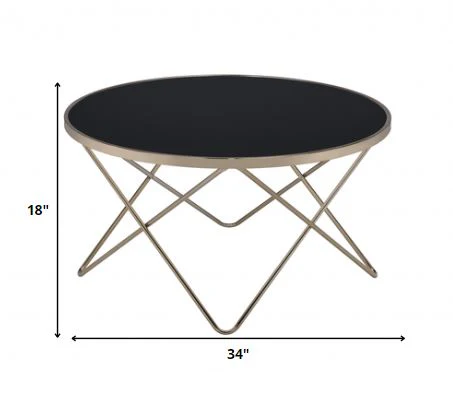 Black Glass And Champagne Coffee Table By Homeroots - Image 2