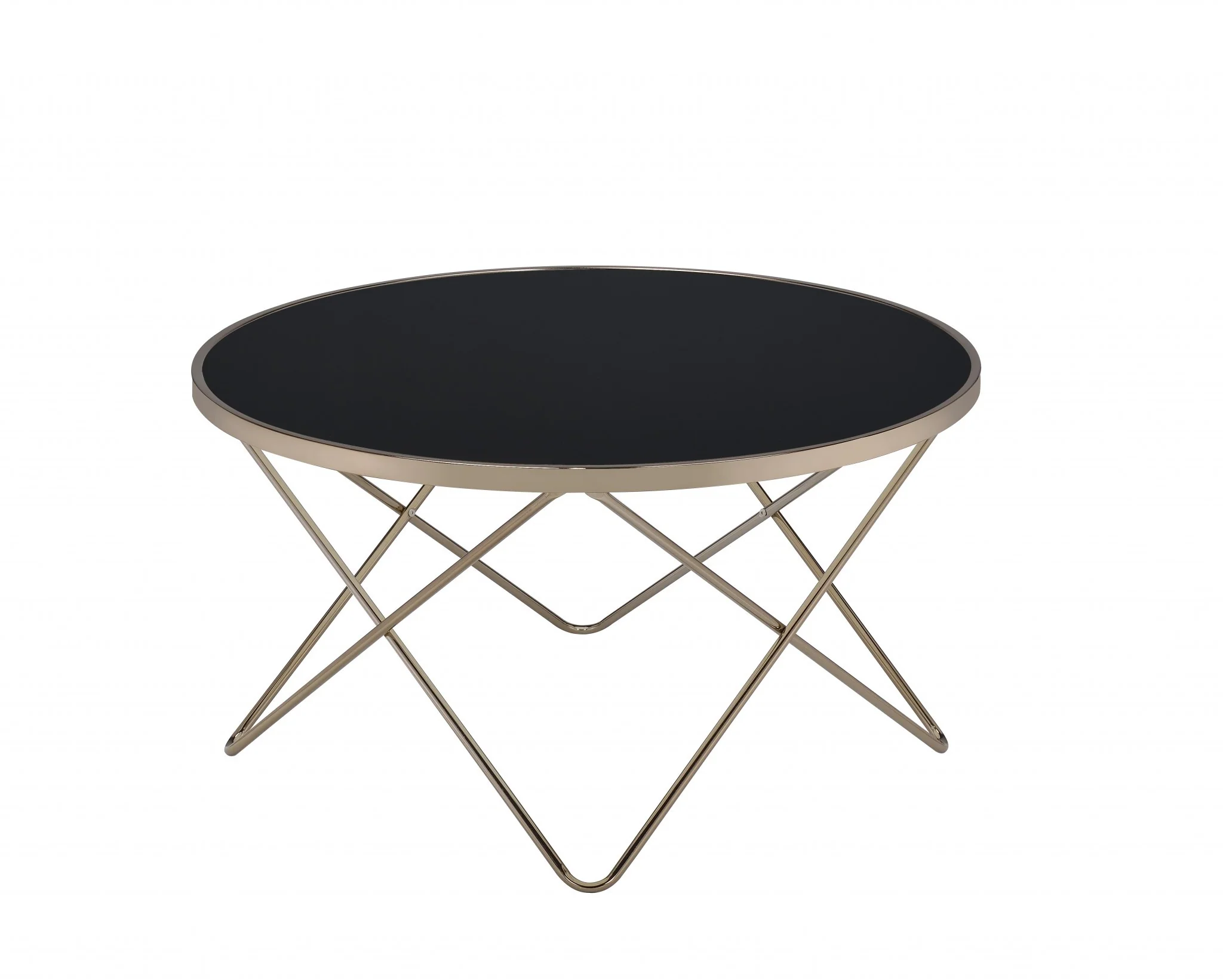 Black Glass And Champagne Coffee Table By Homeroots - Image 3