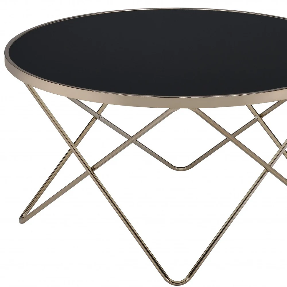 Black Glass And Champagne Coffee Table By Homeroots - Image 4