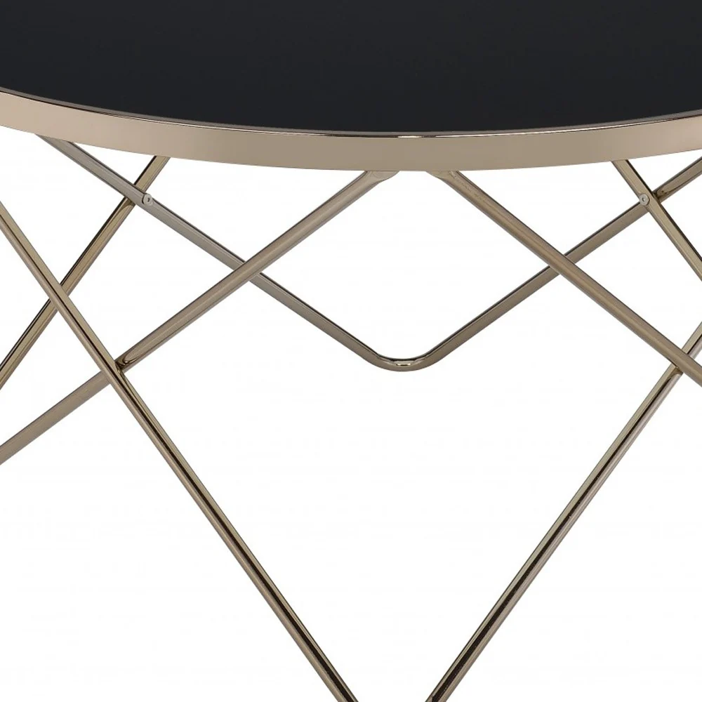 Black Glass And Champagne Coffee Table By Homeroots - Image 5