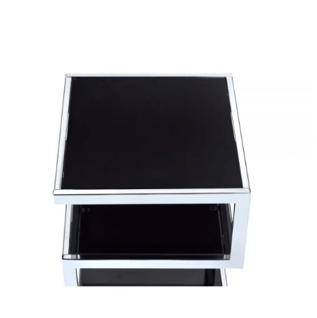Black Glass And Chrome 3 Tier Shelves End Table By Homeroots - Image 4