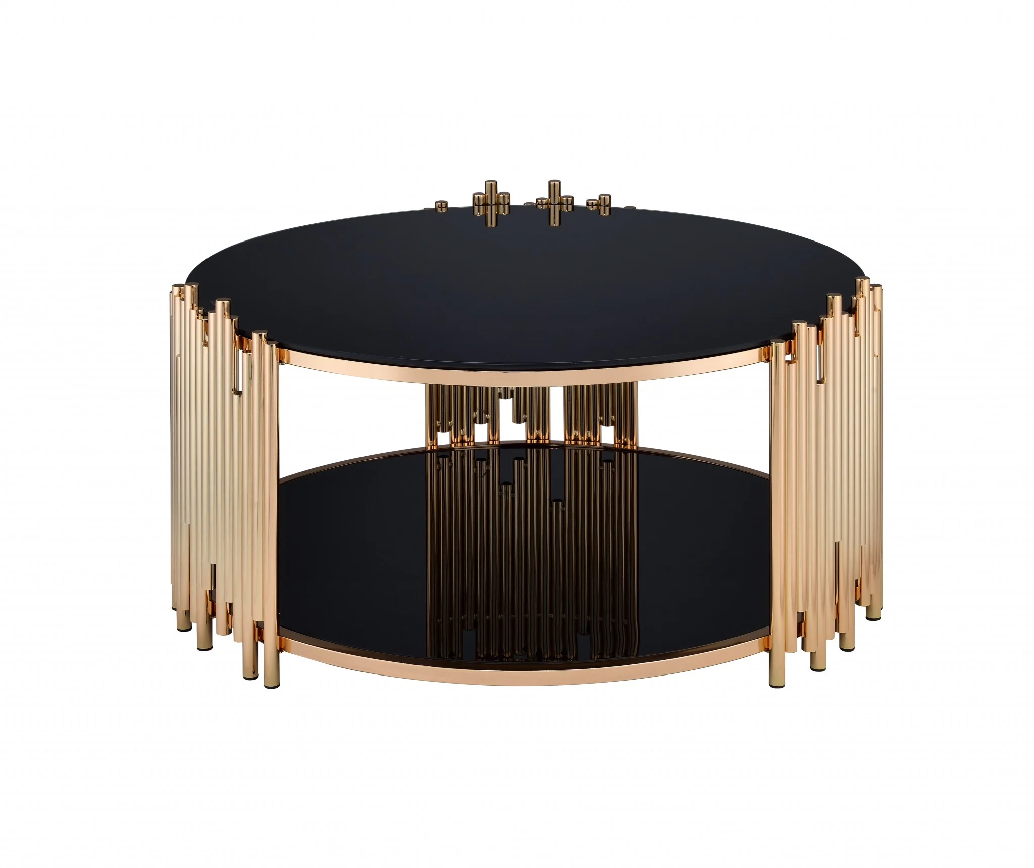 Black Glass And Gold Coffee Table By Homeroots - Image 2