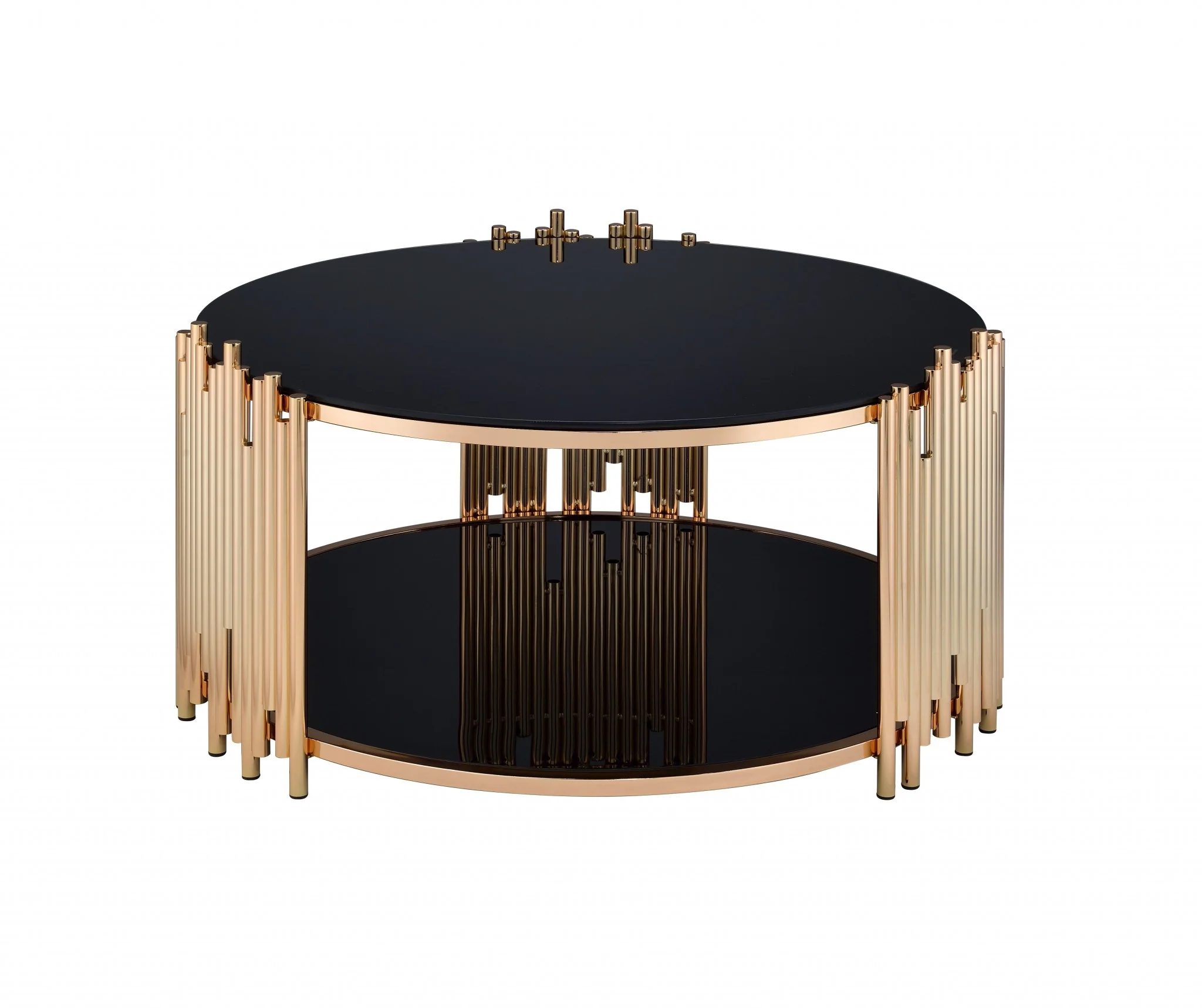 Black Glass And Gold Coffee Table By Homeroots - Image 3