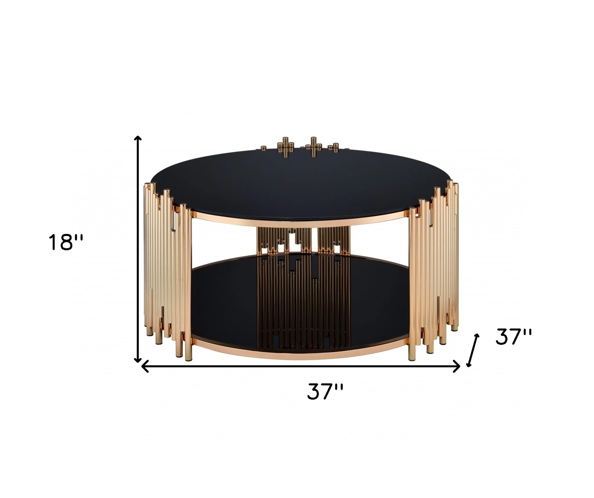 Black Glass And Gold Coffee Table By Homeroots - Image 4