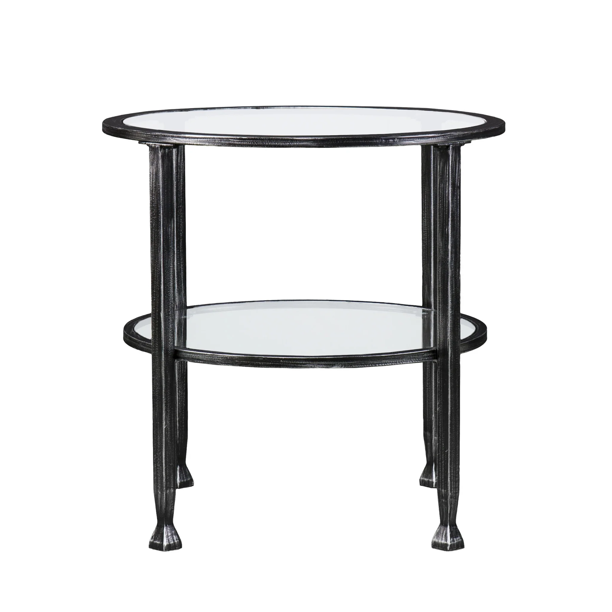 Black Glass And Iron Round End Table By Homeroots - Image 2