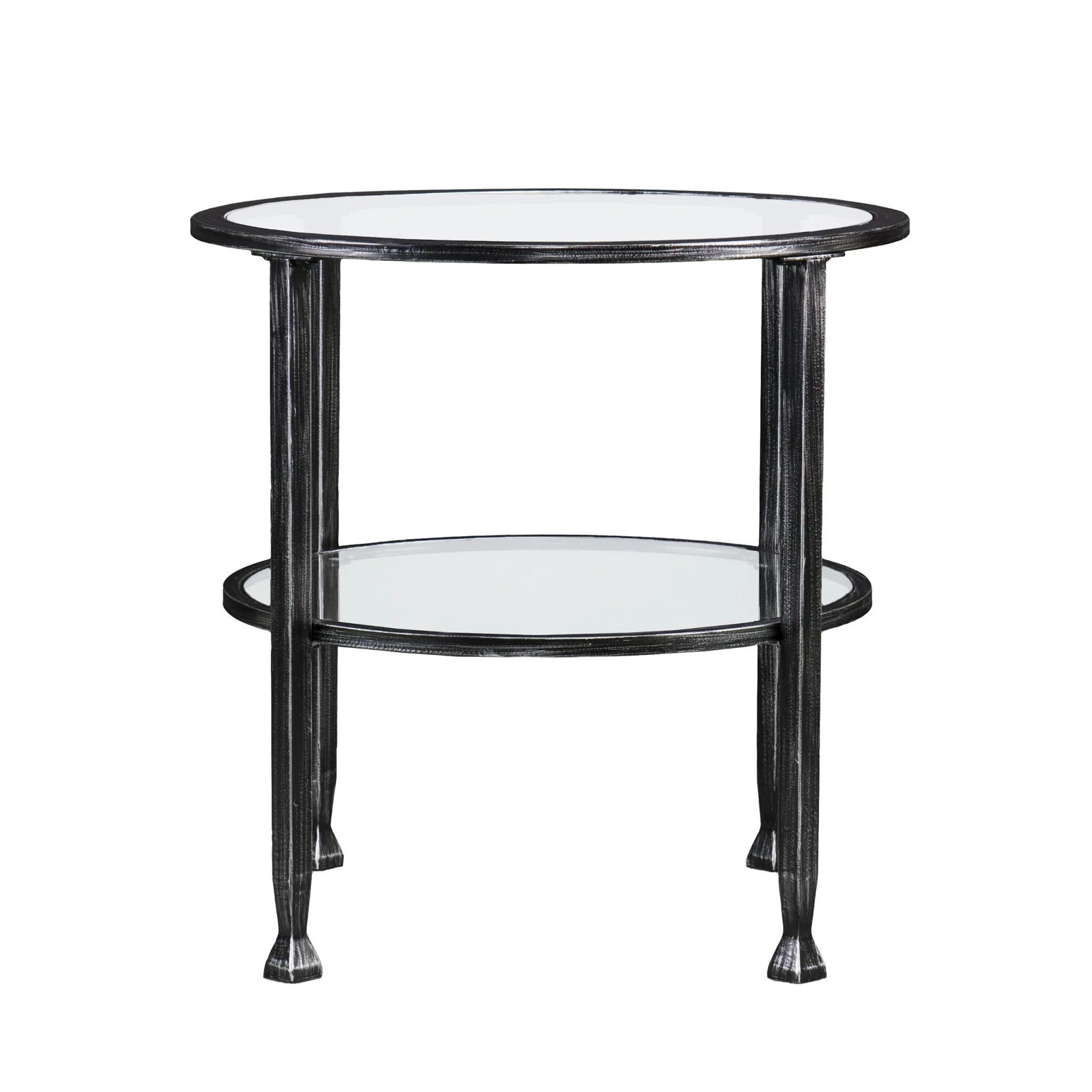 Black Glass And Iron Round End Table By Homeroots - Image 6