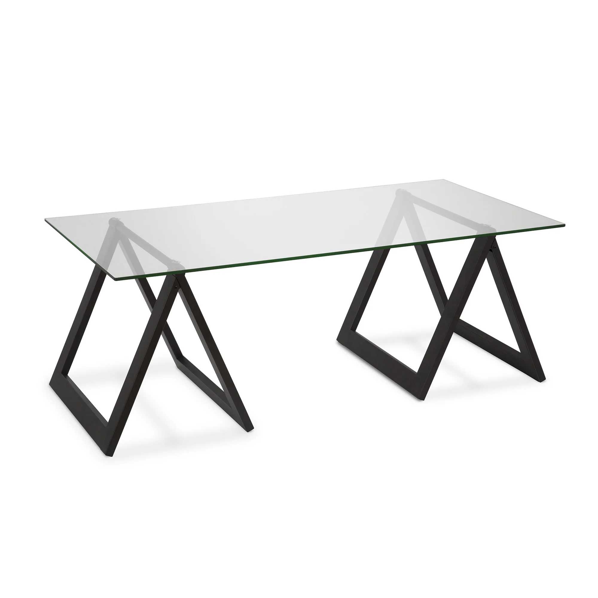 Black Glass And Steel Coffee Table By Homeroots - Image 2