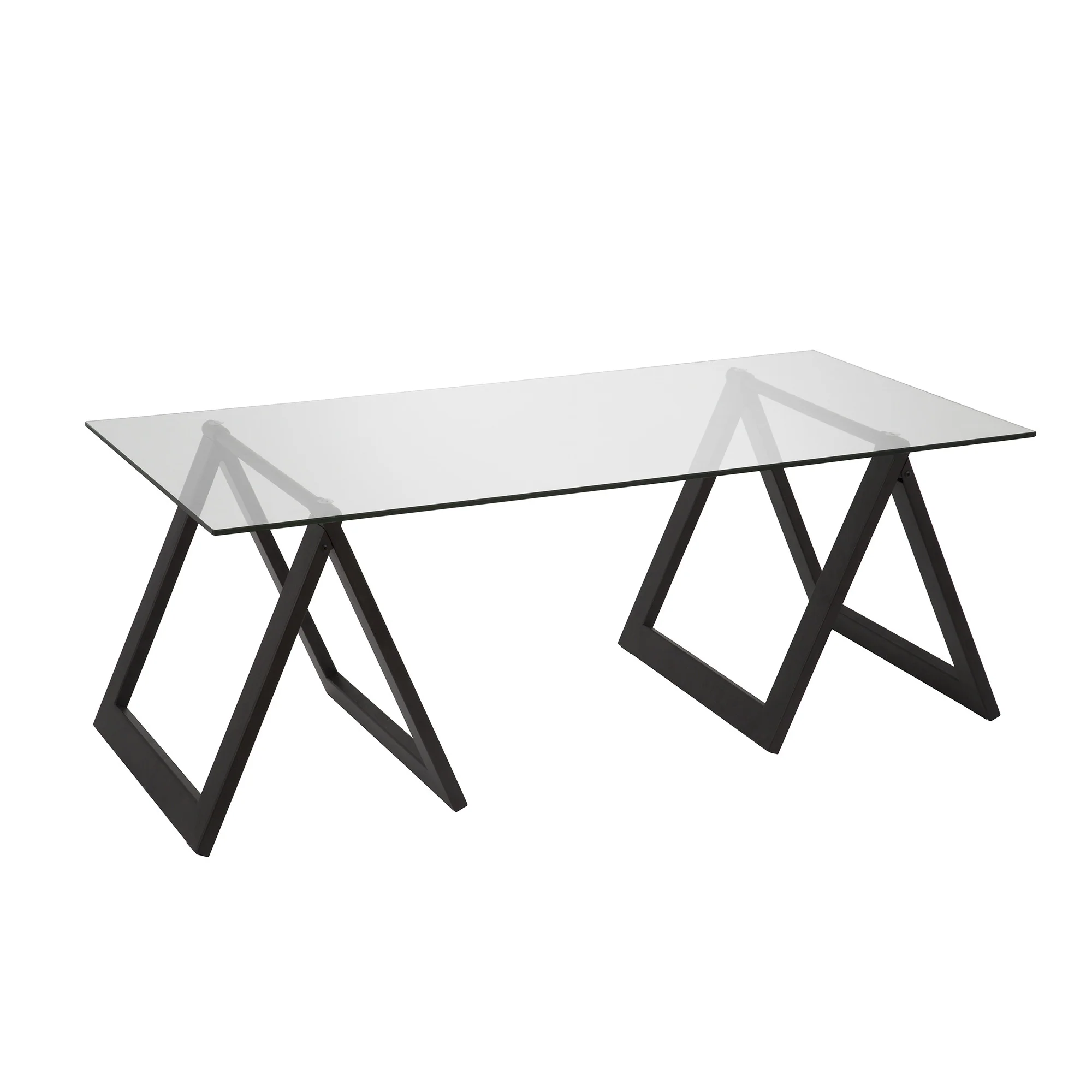Black Glass And Steel Coffee Table By Homeroots - Image 4