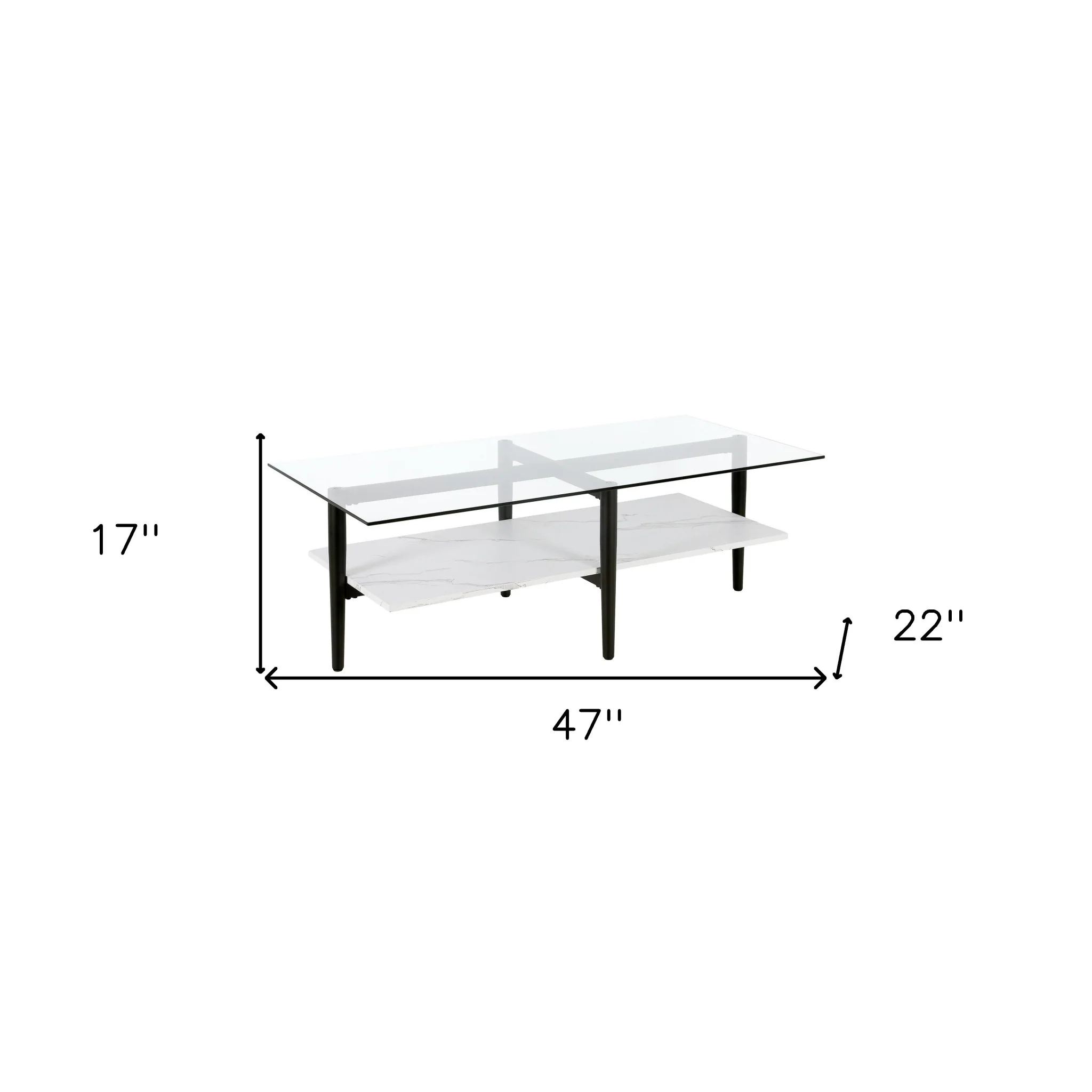 Black Glass And Steel Coffee Table With Shelf By Homeroots - Image 7