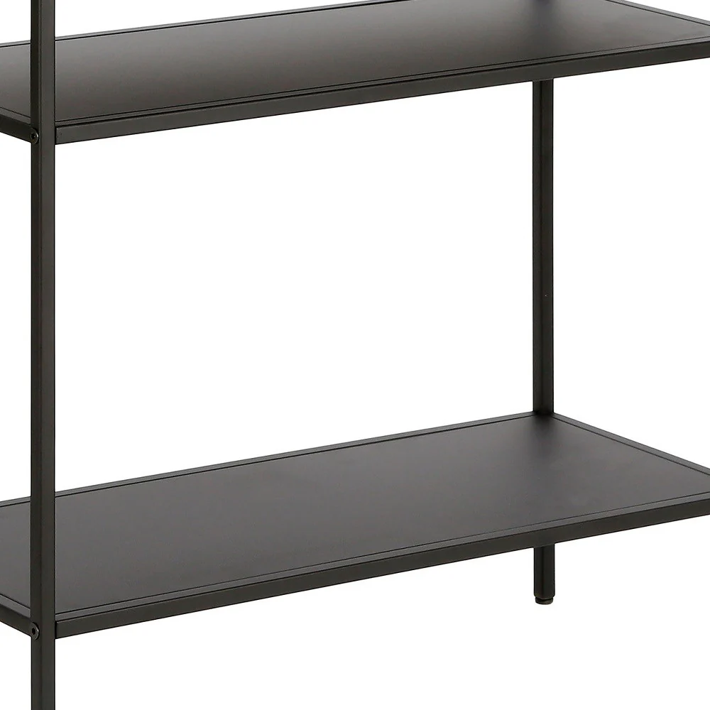 Black Glass And Steel Coffee Table With Three Shelves By Homeroots - Image 14