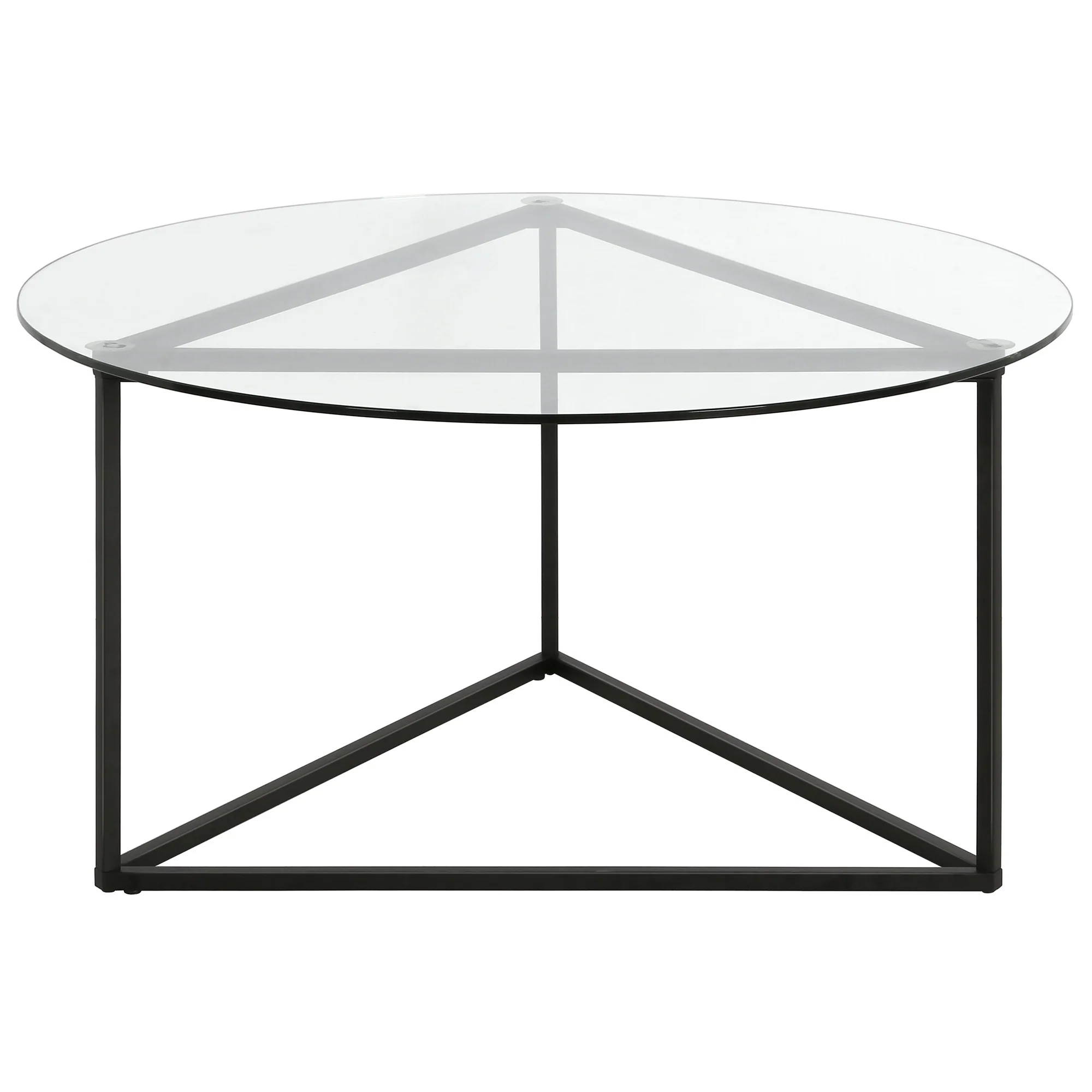 Black Glass And Steel Round Coffee Table By Homeroots - Image 2