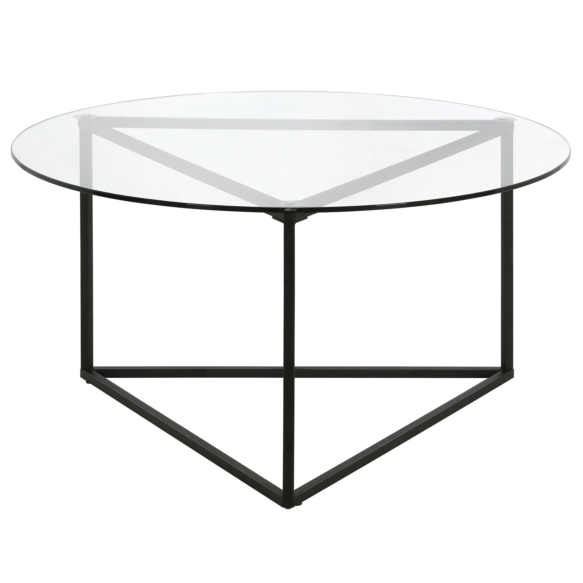 Black Glass And Steel Round Coffee Table By Homeroots - Image 3