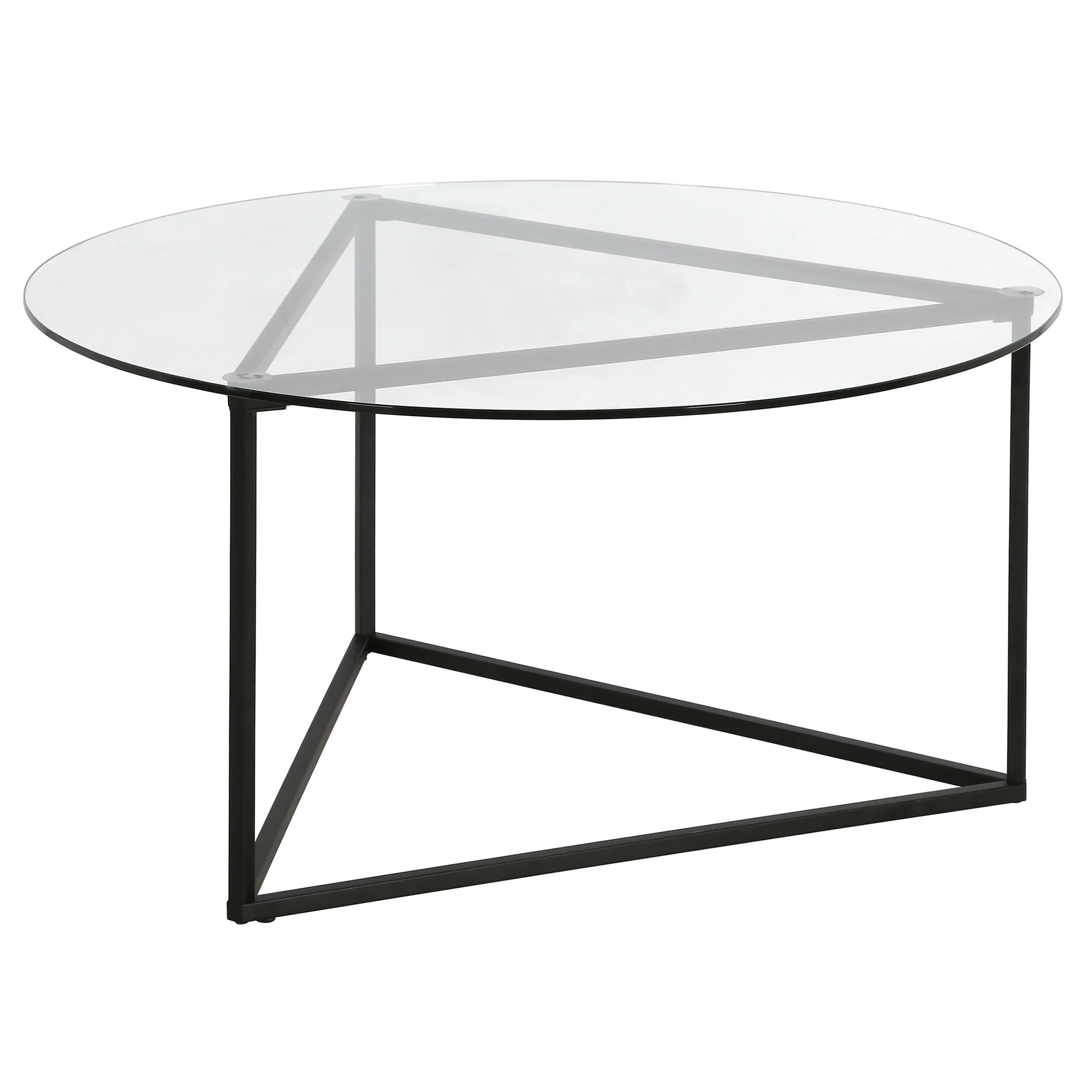 Black Glass And Steel Round Coffee Table By Homeroots - Image 4