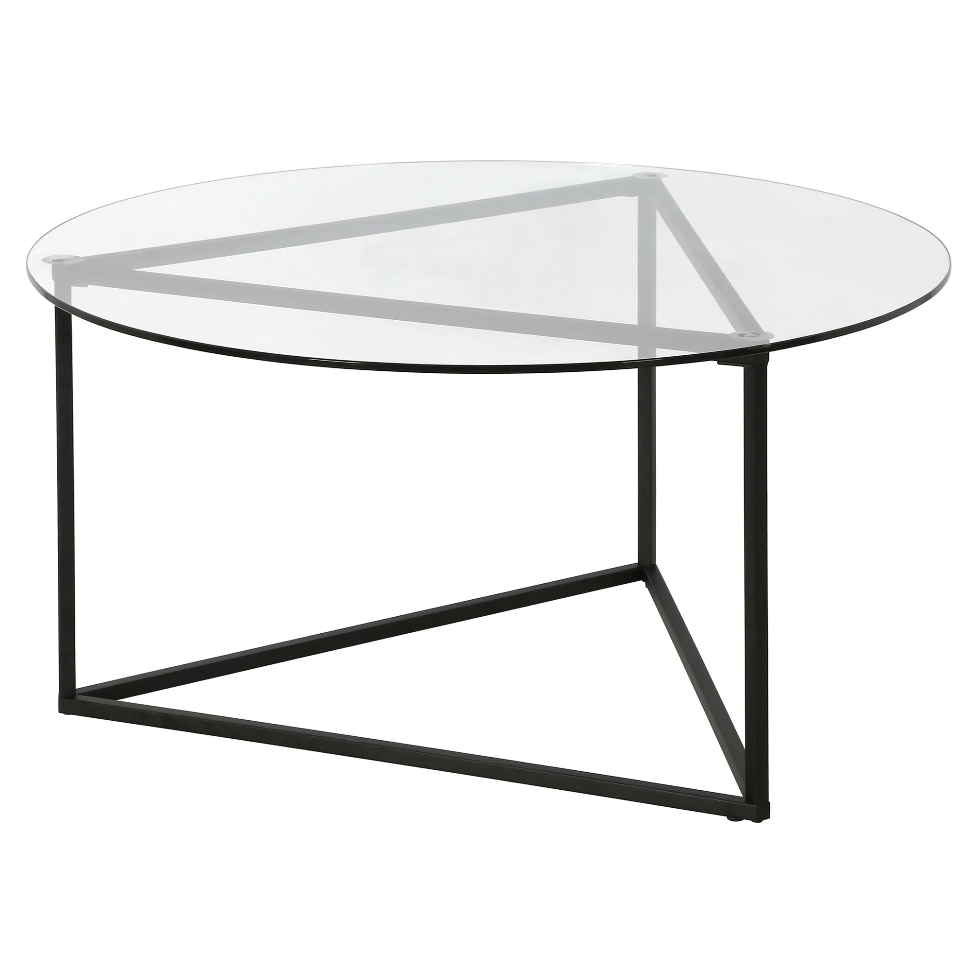 Black Glass And Steel Round Coffee Table By Homeroots - Image 5