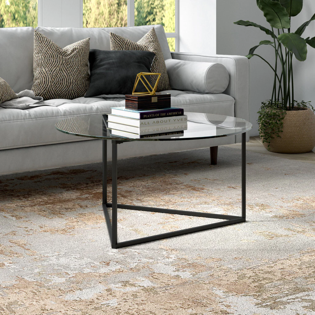 Black Glass And Steel Round Coffee Table By Homeroots - Image 6