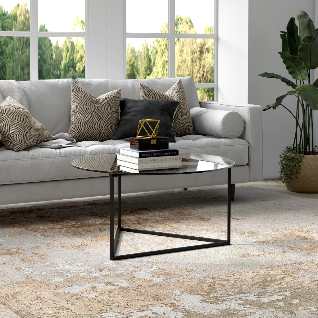 Black Glass And Steel Round Coffee Table By Homeroots - Image 7