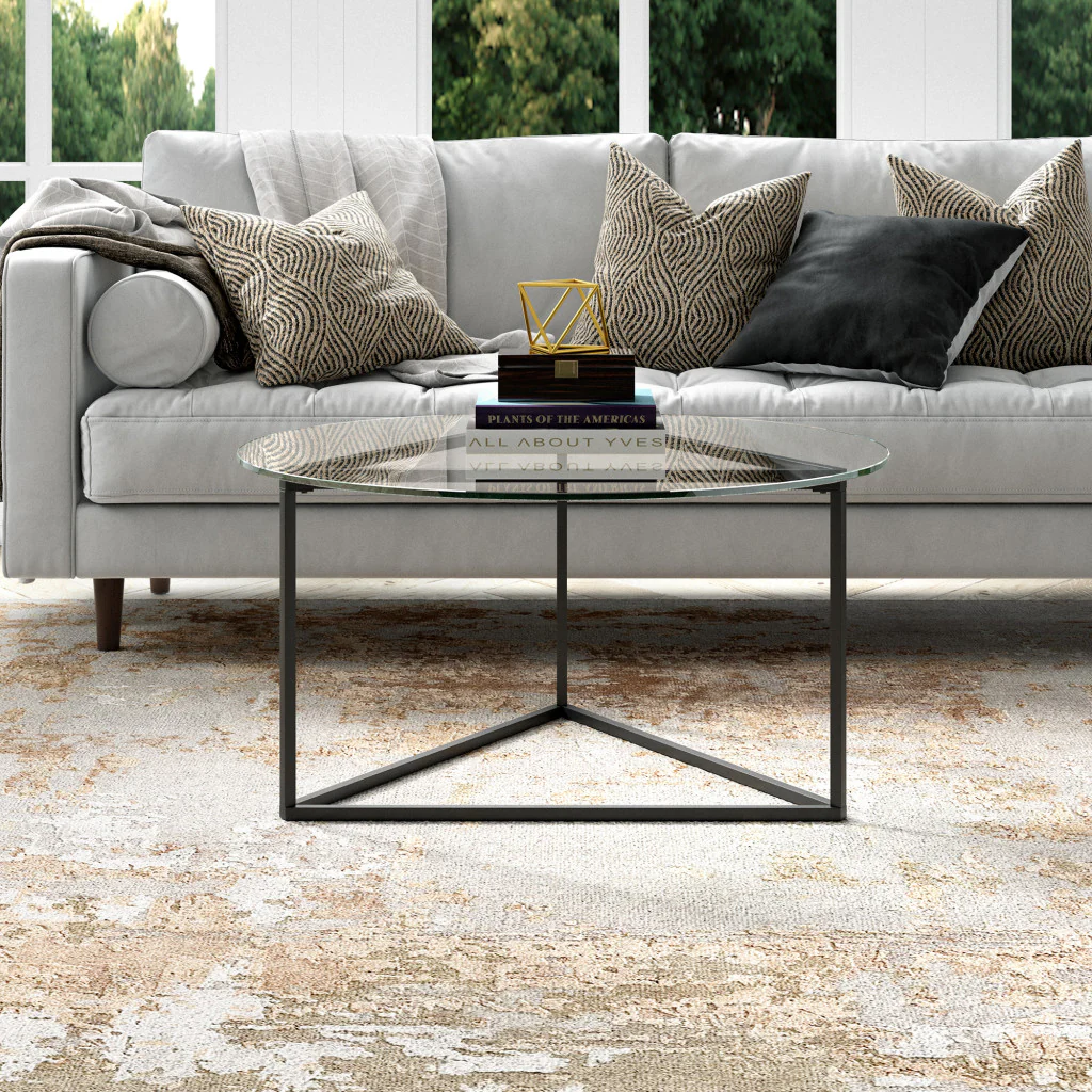 Black Glass And Steel Round Coffee Table By Homeroots - Image 8